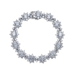 #56 S925 Silver Flower-shaped High-carbon Drill Women's Bracelet