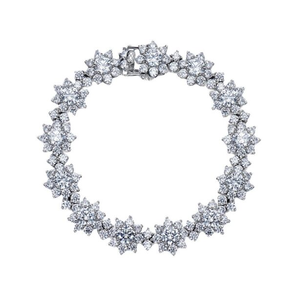 #56 S925 Silver Flower-shaped High-carbon Drill Women's Bracelet