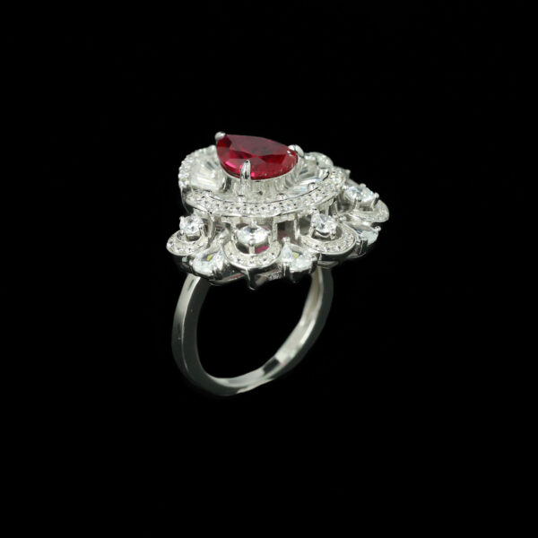 #198 925 Silver-gold-plated ring, high-carbon diamond GRC cultivated ruby girls' ring - Image 5