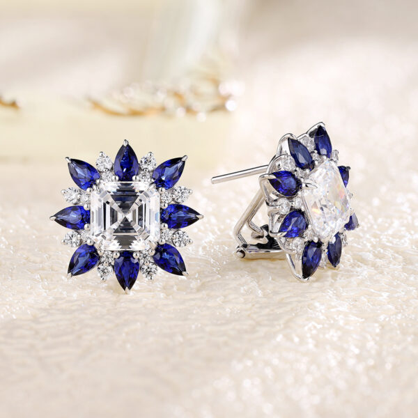 #266 S925 silver laboratory-grown blue sapphire necklace, earrings, and ring - Image 13