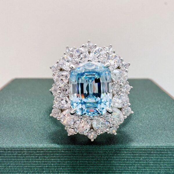 # 35 S925 Silver Aquamarine 4-carat Moissanite ring - Image 8