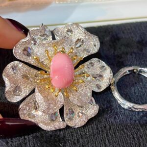374#Gaoding Natural Conch Pearl Hole Bead Ring Pendant Dual purpose Main Stone 7.885 Carat 18k Gold with Diamond