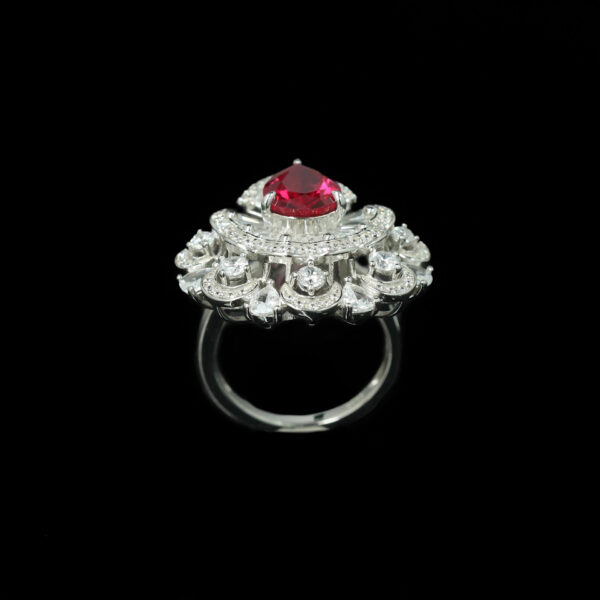 #198 925 Silver-gold-plated ring, high-carbon diamond GRC cultivated ruby girls' ring - Image 6