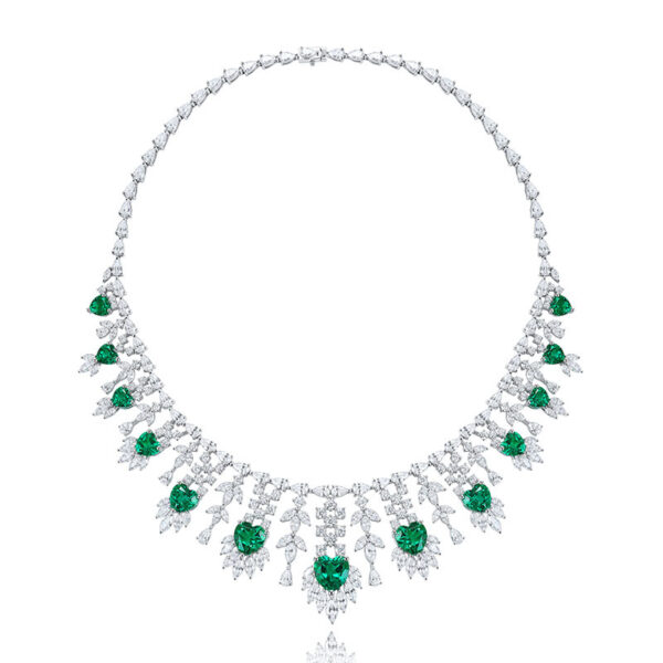#303 S925 silver large-carat laboratory-grown emerald ladies' evening necklace - Image 11