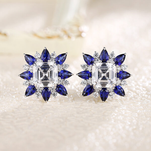 #266 S925 silver laboratory-grown blue sapphire necklace, earrings, and ring - Image 16