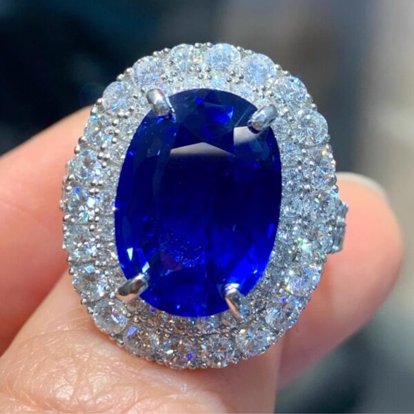 402#AIGS High Order Fashionable Natural Sri Lanka Royal Blue Sapphire Ring Main Stone 8.09 Carat ww