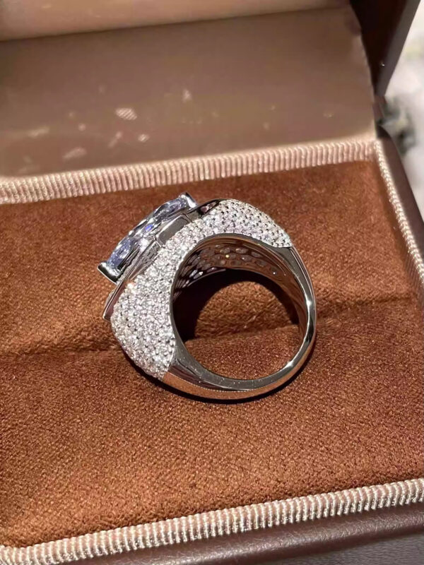 #288 S925 silver 4ct fashionable niche designer style marquise-shaped blue diamond women's ring - Image 5