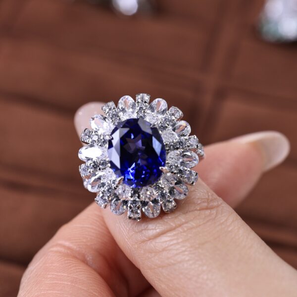 #138 S925 Silver Light Luxury, Exquisite and high-end 5-carat cultivated pink sapphire ring - Image 8