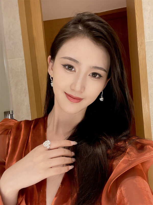 50# 12-carat large diamond ring S925 silver rectangular pagoda cut ladies' evening ring - Image 10