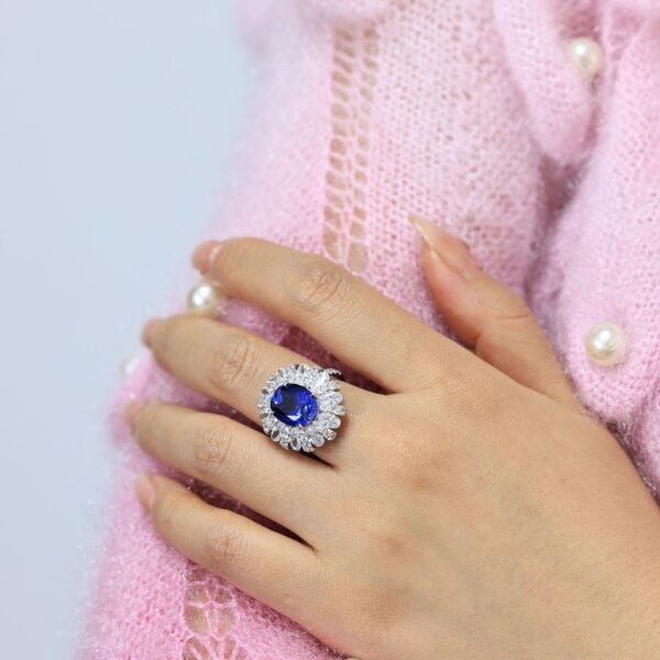 #138 S925 Silver Light Luxury, Exquisite and high-end 5-carat cultivated pink sapphire ring - Image 9