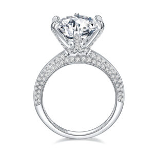 #141 S925 Silver Light Luxury Exquisite High-end 5-carat Moissanite round women's ring