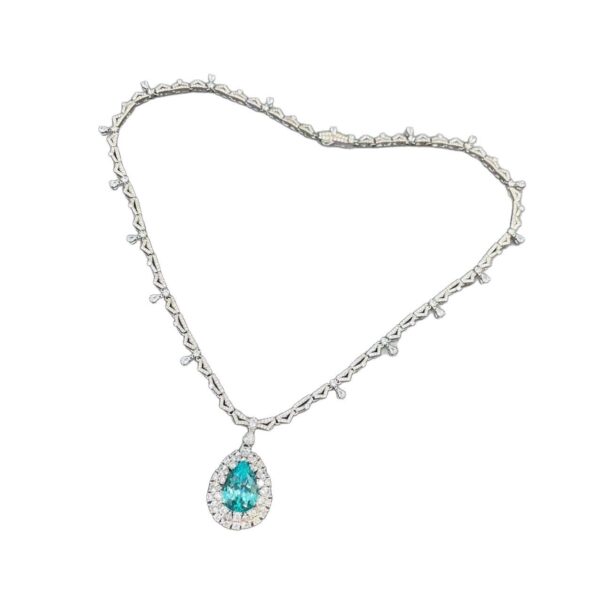 #120 S925 Silver Light Luxury Exquisite High-end Feel 8.63-carat Large water drop cultivated Paraiba blue Gemstone necklace - Image 9