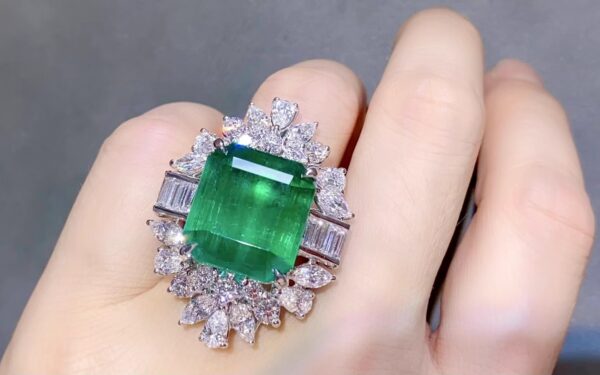 403#High end fashion natural emerald ring pendant necklace with three use main stone 18.76 carats 18k gold and diamond LD certificate - Image 8