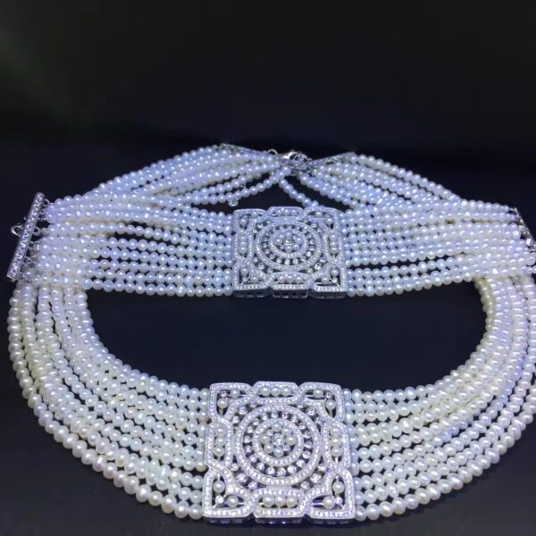 #116 Natural Pearl Necklace Bracelet Set, 925 sterling silver inlaid with zircon - Image 6