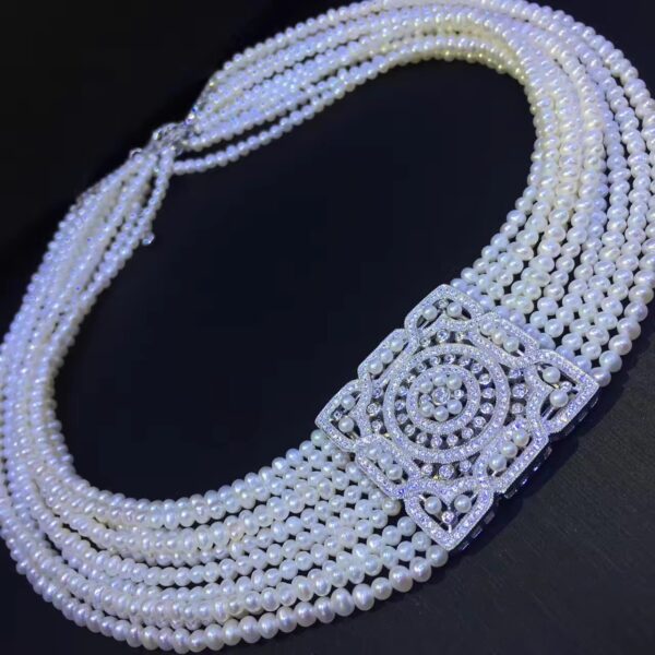 #116 Natural Pearl Necklace Bracelet Set, 925 sterling silver inlaid with zircon - Image 7
