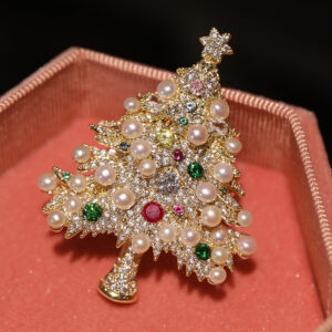334#Light luxury high-end natural pearl Christmas tree brooch pendant evening dress high-end chest flower accessory