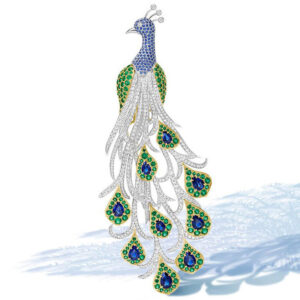 356#S925 silver plated 14k gold high carbon diamond high customization peacock royal blue high-end jewelry girl brooch pendant