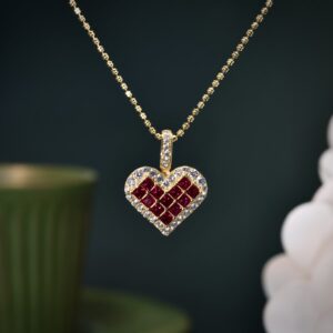 368#2.16ct cultivated ruby love necklace pendant for women, French retro fashion, simple and versatile, light luxury necklace