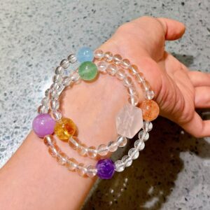 418#High quality natural vitreous body white crystal yellow crystal purple lithium brilliant sea blue Baofenda glue flower bracelet bracelet bracelet bracelet