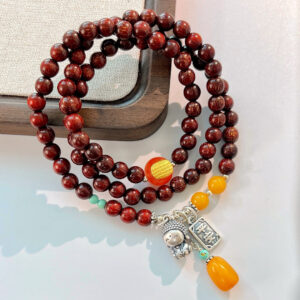 420#925 silver vintage style high-quality exquisite natural small leaf rosewood beeswax bracelet bracelet bracelet