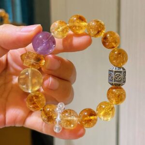 422#925 Silver Natural High Quality 12mm Ice Transparent Glass Crystal Yellow Crystal Purple Crystal Lemon Yellow Bracelet
