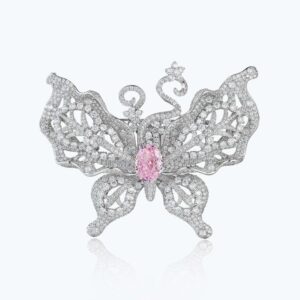 273#Banquet jewelry luxury designer butterfly brooch women's super beautiful and sparkling full diamond zircon coat pin ring dual-use
