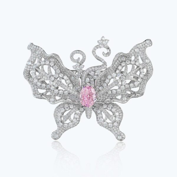 273#Banquet jewelry luxury designer butterfly brooch women's super beautiful and sparkling full diamond zircon coat pin ring dual-use