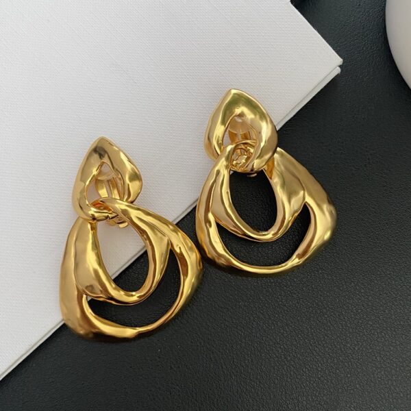 338#French medieval geometric hollow multi-layer ear clip with a light luxury and high-end feel, reminiscent of ancient style earrings