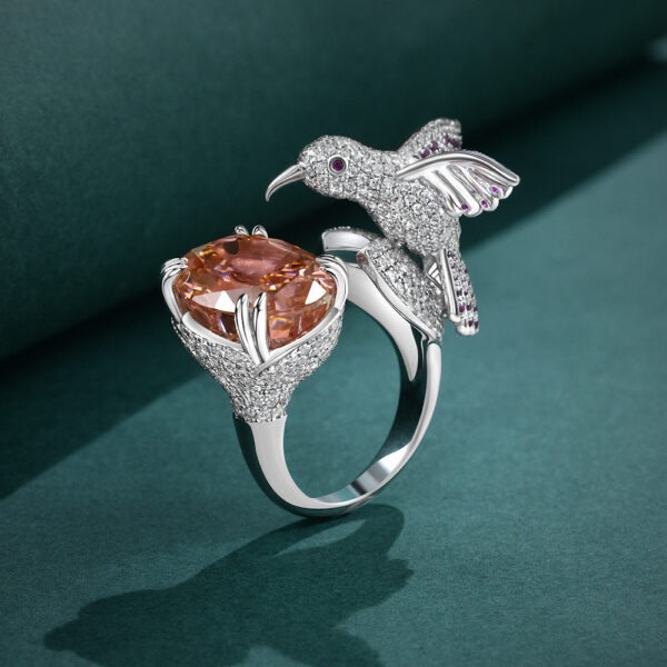 359#8-carat egg shaped 13 * 16 cultivated gemstone Paraiba designer high-end S925 silver ring - Image 6