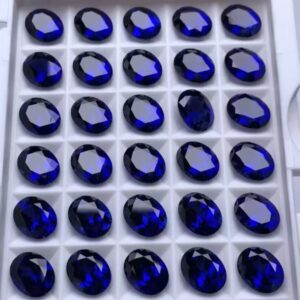 375#20.2 carats Laboratory cultivation of sapphire, royal blue ribbon, cotton wool, sapphire, natural cutting surface, bare stone