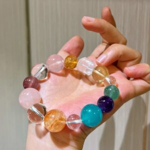 410#10-16mm Natural High Quality Amethyst Lemon Yellow Crystal Pink Crystal Gel Flower White Crystal Bracelet