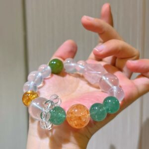 415#12-16mm high-quality vitreous natural white crystal green fenda gel pollen crystal milk white crystal bracelet