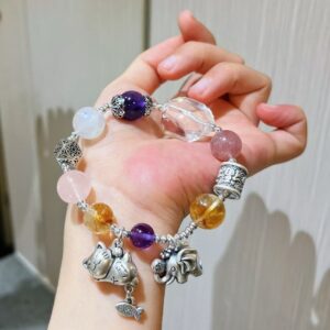 419#925 silver high-end natural moonstone white crystal yellow crystal strawberry crystal amethyst pink crystal bracelet bracelet bracelet
