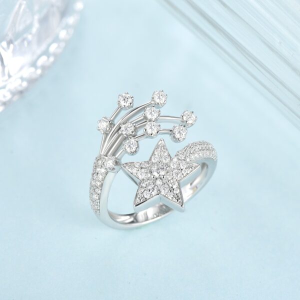 # 162 S925 Silver Light Luxury Exquisite Galaxy Five-pointed Star Full Sky Ring - Image 2
