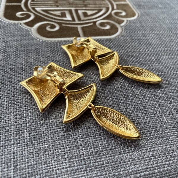 327#European and American retro geometric design fashionable ear clip temperament long sweeping shoulder earrings vintage earrings - Image 3