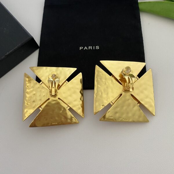 331#European and American retro geometric block diamond design fashionable ear clip with unique temperament vintage earrings - Image 3