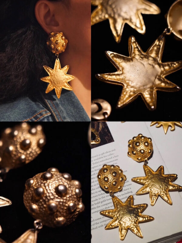 332#European and American retro star design fashionable ear clip with unique temperament earrings vintage earrings - Image 3