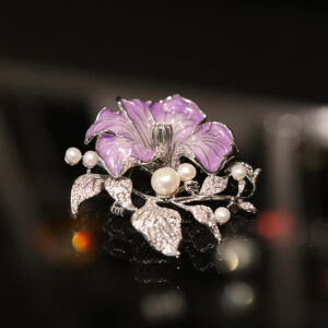 392#Advanced Romantic Purple Sunset Flower Chest Original Design Natural Freshwater Pearl Plant Flower Art Chest Customization