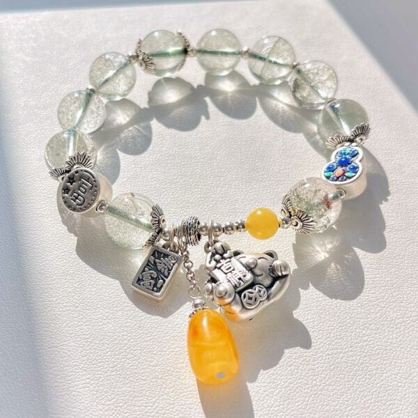 411#925 silver Japanese and Korean retro high-quality boutique natural green ghost design bracelet bracelet bracelet bracelet
