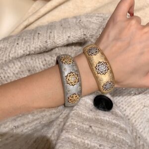 319#925 silver plated 24k gold bracelet with high carbon diamond wire drawing technology, luxurious and versatile jewelry for girls