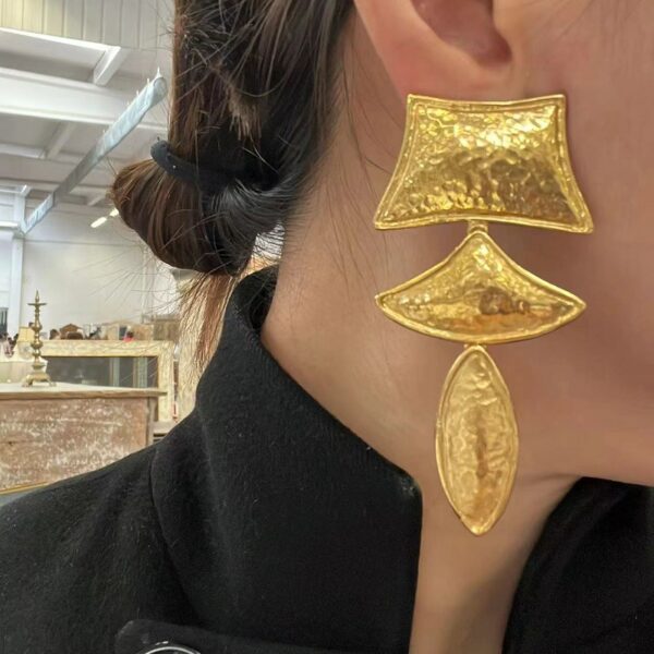 327#European and American retro geometric design fashionable ear clip temperament long sweeping shoulder earrings vintage earrings - Image 4