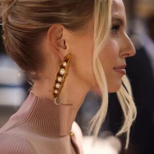341#Retro asymmetrical pea earrings, fashionable designer style, copper plated 24k gold earrings