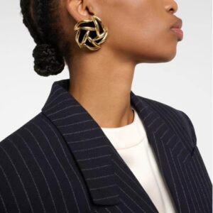 348#French fashion design metal suede splicing ear clip circular vintage personalized light luxury earrings