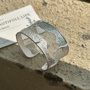 358#S925 European and American high-end design personalized retro grid bracelet trendy and fashionable bracelet wholesale