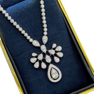 365#925 silver water droplet scattering diamond heron feather crown design, full diamond necklace, luxurious and noble banquet, high carbon diamond high-end series