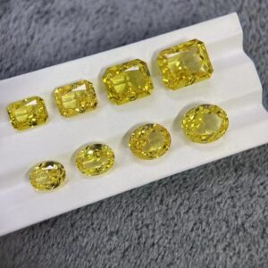 377#12ct Factory Pulling Method Yellow Sapphire Laboratory Cultivation Yellow Sapphire 12 Carat High Quality Bare Stone Wholesale