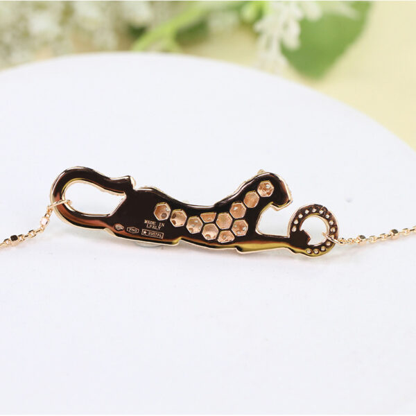386#Gaoding New Product Spotted Leopard Necklace Plated with 14k Gold Enamel, Burnt Blue Black Flower, Full Diamond Gold Leopard Women's Clavicular Chain - Image 4