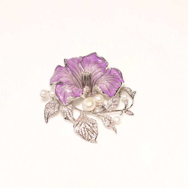 392#Advanced Romantic Purple Sunset Flower Chest Original Design Natural Freshwater Pearl Plant Flower Art Chest Customization - Image 4