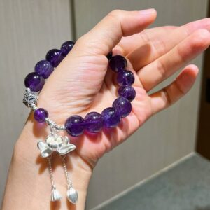425#925 silver high-quality 12mm Uruguayan royal amethyst bracelet bracelet bracelet bracelet