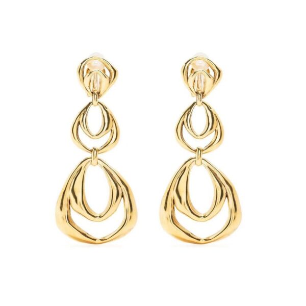 330#French vintage geometric hollow multi-layer long ear clip, light luxury, fashionable and high-end sweeping shoulder earrings - Image 7